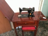 Antique Singer Sewing Machine in Sewing Cabinet