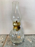 Miniture Glass Oil Lamp Clear, 7 inches Tall, Made in Hong Kong