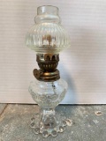 Miniature Glass Oil Lamp Clear, Made in Hong Kong, 7 inches Tall