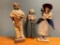 Three Vintage Southwest Style. Cloth Dolls, Two Have Stands. This Item is 8