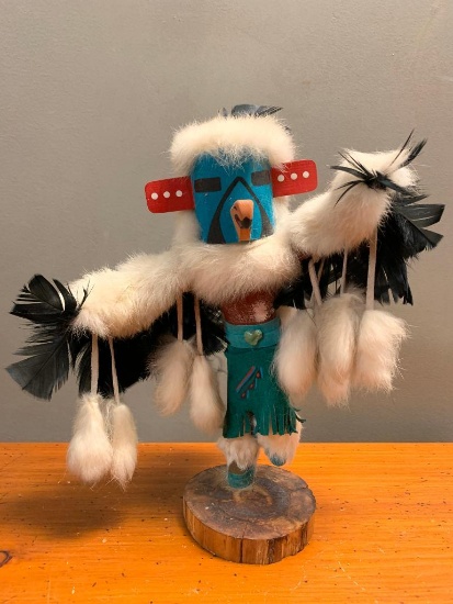 15" F. Charley KACHINA Doll Navajo Native American LARGE signed, with Removable Wood Mask, Very