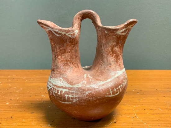 Native American Pottery, Wedding Vase with No Markings, 6" Tall