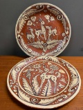 Two Southwest Style Pottery Plates with Deer Accents. These are 11