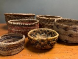 Six Various Southwest Style Handmade Baskets in Various Conditions.