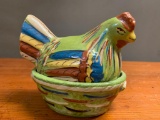 Southwest Style Pottery Hen on Nest. This Item is 4.5