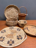 Group of Handmade Papago Style Baskets The Largest is 8