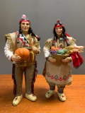 Pair of Midwest Importers Ceramic Native American Man and Woman. These are 10