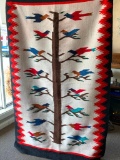 Southwest Style Handmade Native American Rug with Light Staining and Edge Wear. This Item is 80