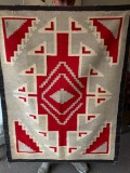 Southwest Style Handmade Rug has Holes, Stains, Fraying and in Rough Condition. This Item is 39