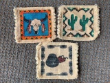 Three Southwest Style Handmade Coasters. These Items are 6