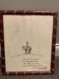 Framed Pencil on Paper Artwork by A Kelly Pruitt with Handwritten Message 1981. The Frame size is