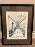 Framed Signed Print of Kelly's Arcade of Springfield Ohio. Circa 1883. Signed by Andrews. The Frame