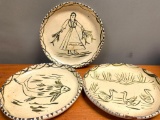 Three Southwest Style Pottery Plates. They are 9