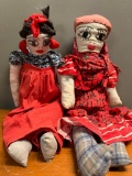 Handmade Southwest Style Cloth Dolls. The Largest is 29