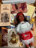 Group of Southwest Style Postcards and Native American Doll. The Doll is 11