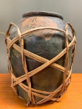 Interesting, Large, Pottery Vase in What Looks Like Basket Wrap This Item is 18