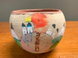 Polychrome Pottery Vase, Native American with Eagle Accents, 3.5