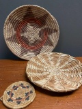 Two Hand Made, Papago Style Trivits and a Hand Made Basket Trivit, Largest is 8.5