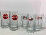 Lot of Misc. Heavy Duty A&W and Coca Cola Glass Mugs - As Pictured