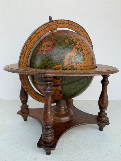 Small Decorative Globe. This Item is approx. 10" Tall and has Damage on the Globe - As Pictured