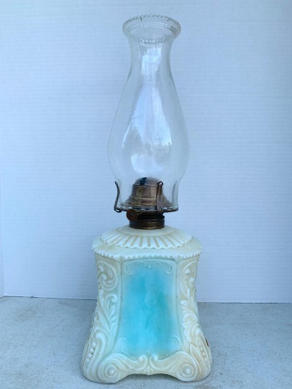 Vintage Milk Glass Oil Lamp. This Item is 16" Tall