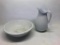 Edward Clark Pottery Water Bowl and Pitcher - As Pictured