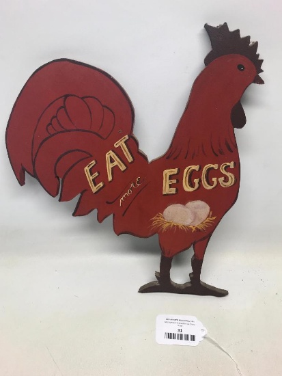 12" x 14.5" Wood Rooster Sign- As Pictured