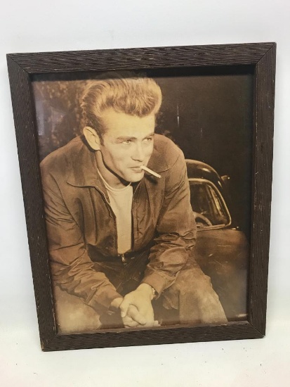 12.5" x 15.5" Reproduction of James Dean Framed Print - As Pictured
