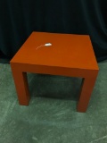 Interesting, Heavy, Veneered, Orange/Brown Lamp Table with a Couple of Dings and Scratches