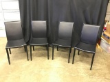 Set of Four Black, Leather Dining Room Chairs