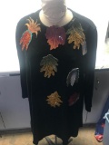 Blouse with Dress Form Included with Leather Hand Painted Broches by Andrea Parrott - As Pictured