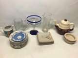 Misc. Lot of Dishes, Drinking Glasses, and Tea Pot - As Pictured