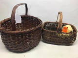 Lot of Wicker Baskets with Handles. The Largest is 15.5