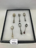 Lot of 6 Sterling Silver Spoons with Display Case - As Pictured.