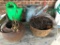 Two Watering Cans and Two Cast Planters As Pictured