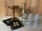 Misc. Lot of Brass Vase, Candy Dish, Cordial Glasses and More - As Pictured