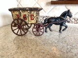 Antique Cast Iron Horse & Cart with Moving Wheels 9