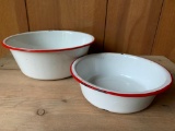 Pair of Graniteware Nesting Bowls - As Pictured