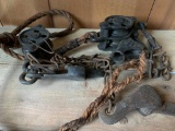 Lot of Antique Pulleys and Rope - As Pictured