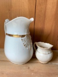 Lot of Two Porcelain Pitchers. The Largest is 8