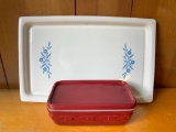 Longaberger Bread Pan and Corning Ware Platter