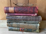 Lot of Antique Books with Eye Glasses - As Pictured