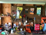 Contents on Top of Workbench in Shed and Contents of Pegboard