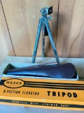 Mason Mini 8 Section Elevator Tripod with Leather Case in Box - As Pictured