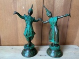 Pair of Cast Iron Oriental Style Figures. These are 10.5