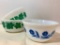 Lot of 3 Milk Glass Bowls with Floral Pattern - As Pictured