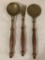 3 Piece Set of Wood and Brass Cooking Utensils Made it Italy - As Pictured