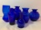 Lot of Blue Glass Vases. The Tallest is 6