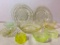 Small Lot of Misc. Vaseline Glass Bowls and Salts - As Pictured