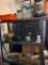 Top Three Shelves of Misc., Cooker, Baskets, Kitchen Utensils and More